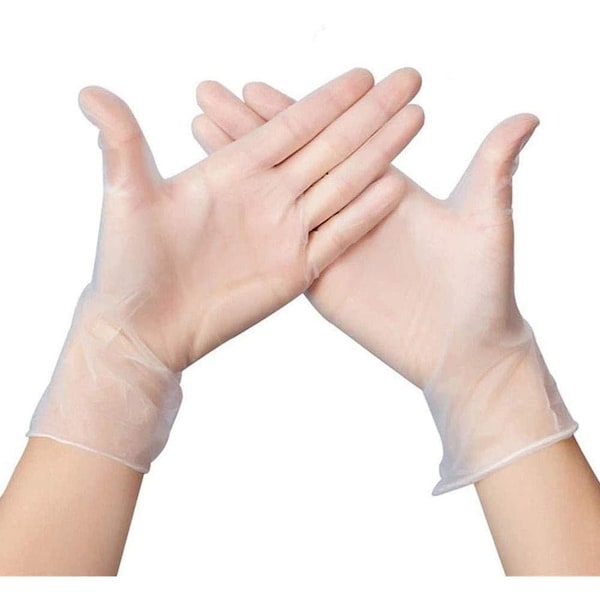 Disposable Gloves, Vinyl Synthetic, Latex-Free, Powder-Free, Clear, L, 10 Boxes Of 100 Gloves